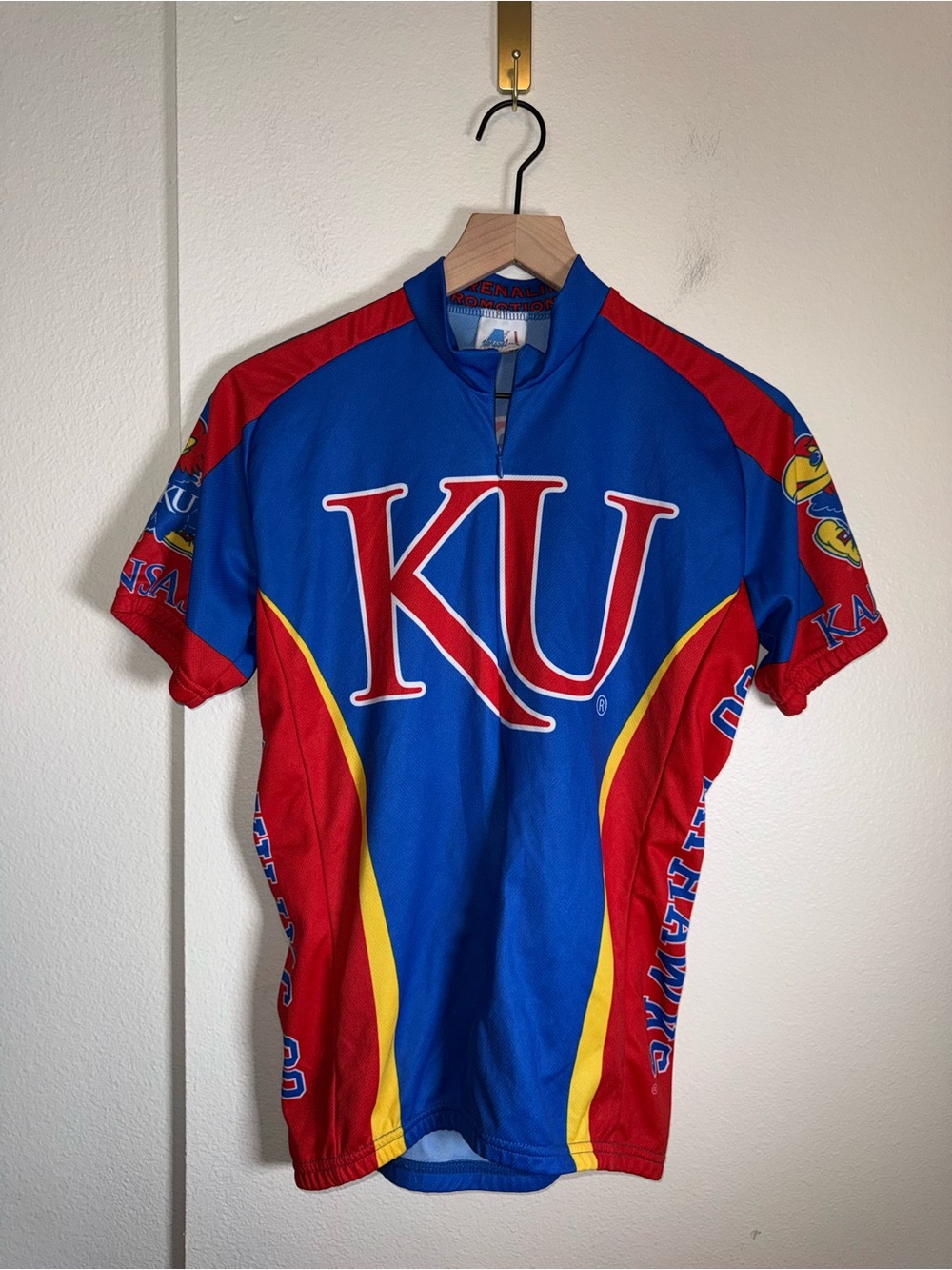 KANSAS JAYHAWKS NCAA men’s full zip athletic bicycle biker cycling jersey S